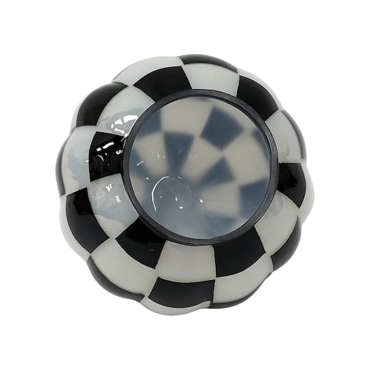 8" Black & White Check Pumpkin Glass Tabletop Décor by Ashland®